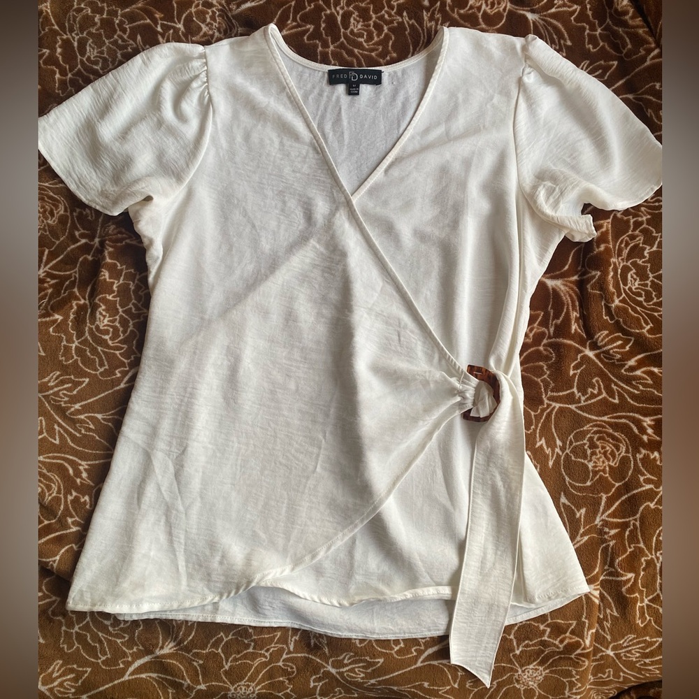 Fred David White Blouse Size M